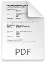 Certificate of Registration under the Waste